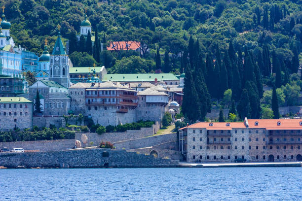 istock Russian St. Pantaleon monastery at Mount Athos 899754178