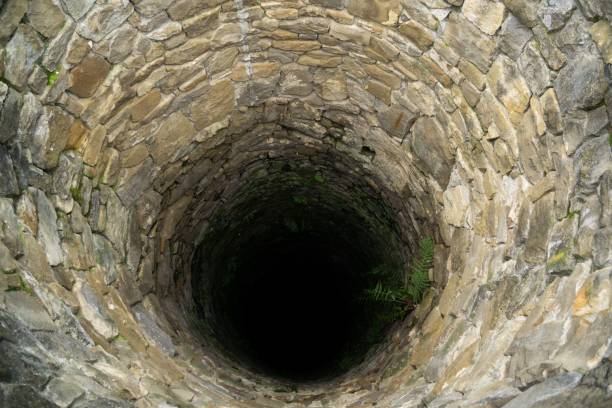 istock Deep water well in the town, inside. 899757188
