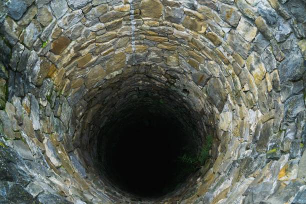 Deep water well in the town, inside.