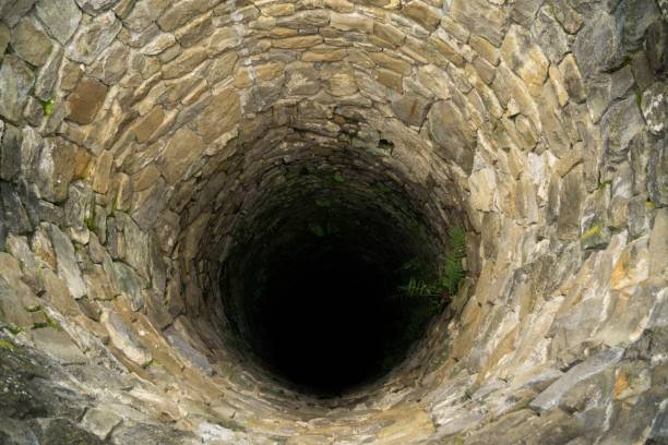 istock Deep water well in the town, inside. 899757212