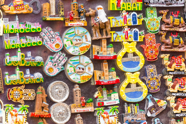 istock Souvenir fridge magnets for sale representing Morocco. 899761440