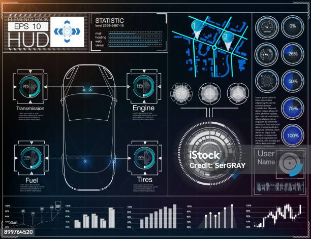Futuristic User Interface Hud Ui Abstract Virtual Graphic Touch User Interface Cars Infographic Stock Illustration - Download Image Now