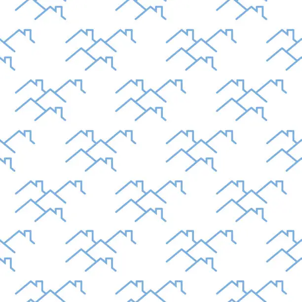 Vector illustration of Blue Rooftops Seamless Pattern