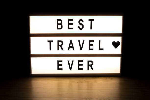 istock Best travel ever light box sign board 899768082