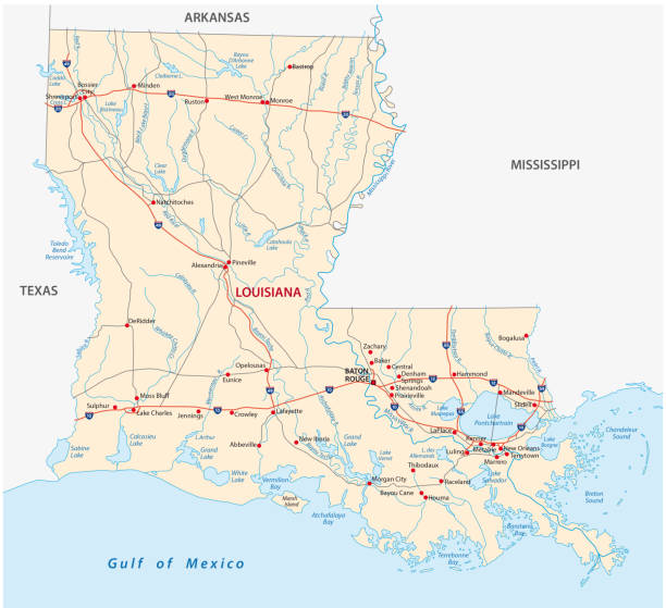 Louisiana Road Map Stock Download Image Now Louisiana Road Map 