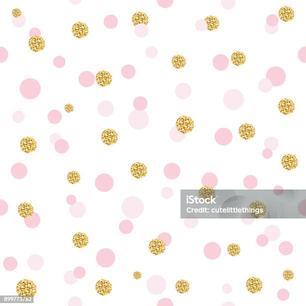 Ilustración de Brillo Confeti Lunares Transparente De Fondo Colores Moda Rosa Pasteles Y Dorados Para Cumpleaños San Valentín Y Bloc De Notas De Diseño y más Vectores Libres de Derechos de Rosa - Color