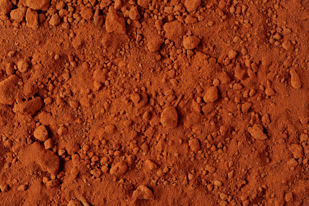 текстура грунта. вид сверху на красную поверхность почвы. - wet clay стоковые фото и изображения
