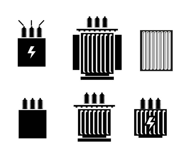 Electric transformer icon vector illustration. transformer stock illustrations