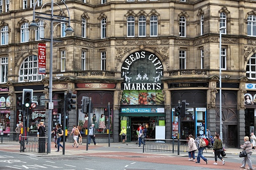 Leeds: People visit Leeds City Markets in the UK. Leeds urban area has 1.78 million population.