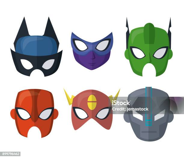 Superhero Mask Icons Stock Illustration - Download Image Now - Cape - Garment, Child, Heroes