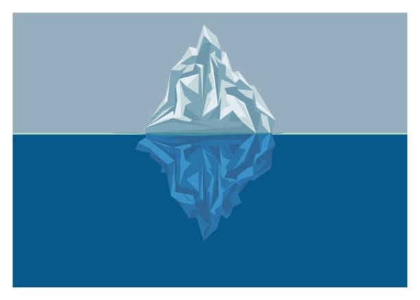 iceberg/iceberg phenomenon simple illustration simple illustration of iceberg/iceberg phenomenon south pole stock illustrations