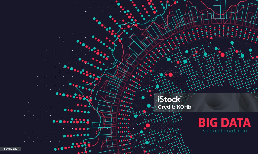 Resumen datos 3D de gran visualización. Diseño futurista de la infografía - arte vectorial de Big Data libre de derechos