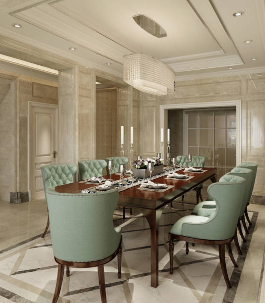 istock Interior dining room in a classic style 3d illustration 899835518