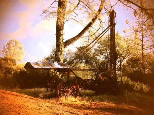 antique tractor with crane