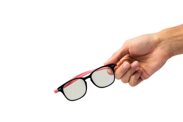 istock Man hand holding glasses isolated on white background with clipping path. 899840196