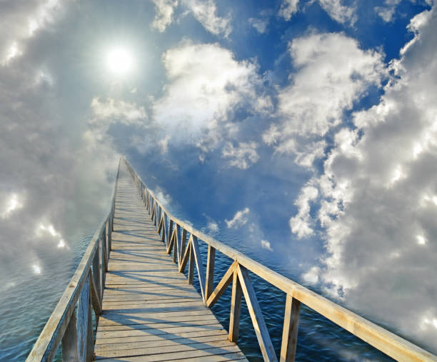 road bridge to hevesn paradise sun clouds for background