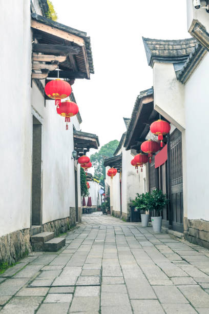 ancient street architectural landscape in fuzhou - fujian province imagens e fotografias de stock