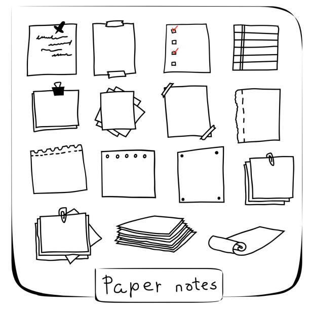illustrations, cliparts, dessins animés et icônes de notes de papier - index card paper clip paper blank