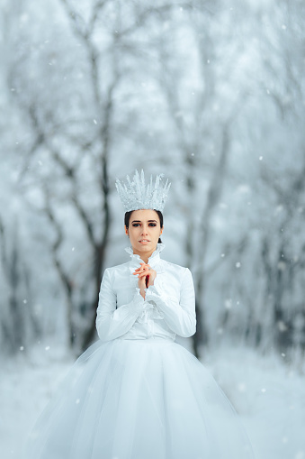 Portrait of pretty ice princess in fantasy story tale