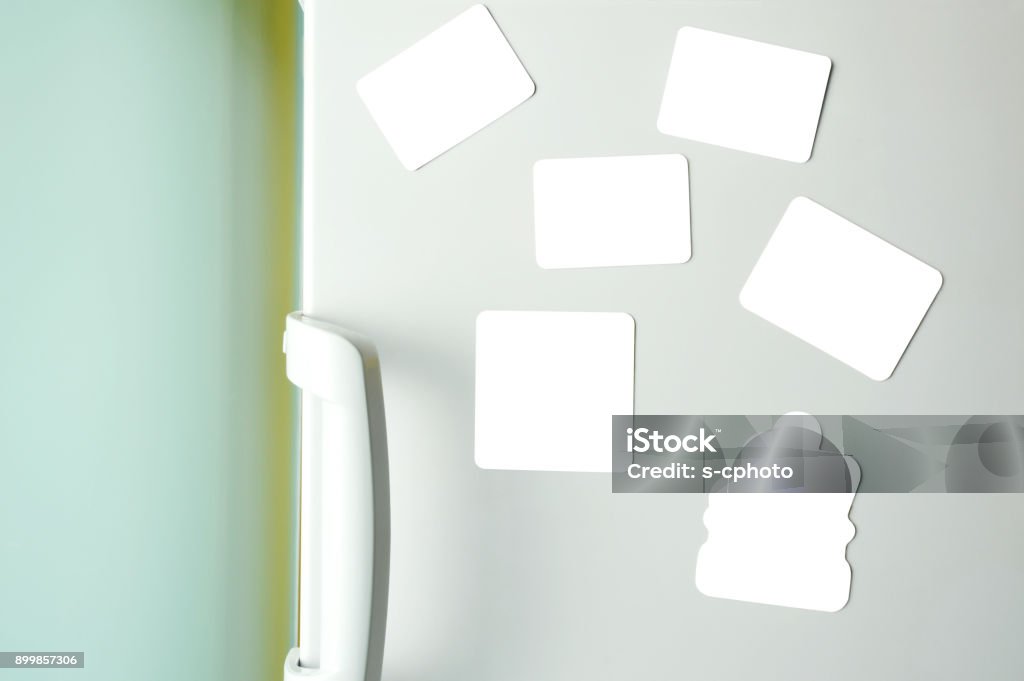 Blank Magnets on Refrigerator+(Clipping Path) Refrigerator Stock Photo