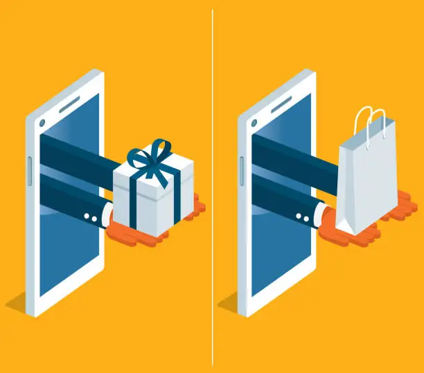 Vector illustration of Online shopping - mobile phone