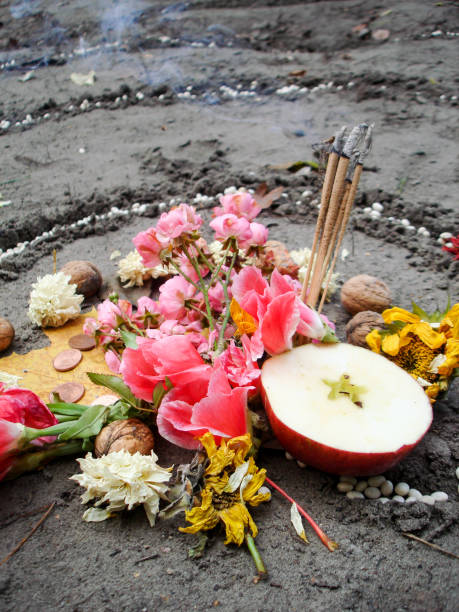 istock Magic spiral works. Witchcraft and wicca altar, pagan religion. 899864580