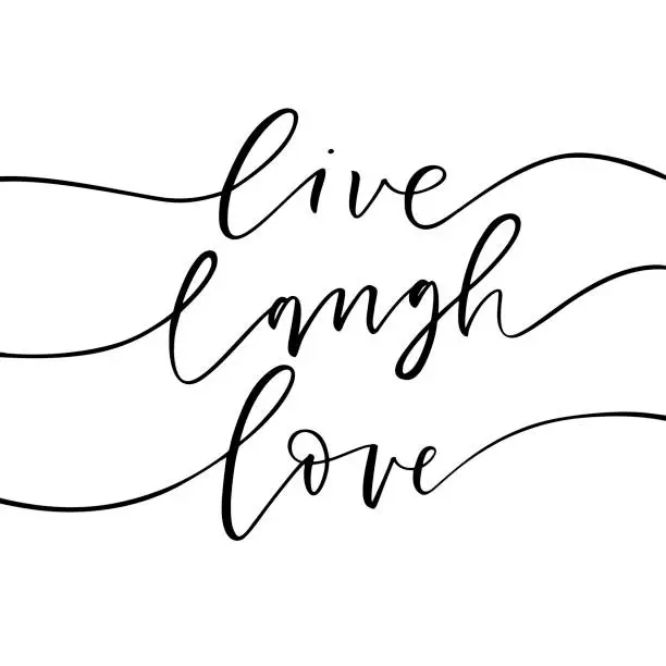 Vector illustration of Live, laugh, love card.