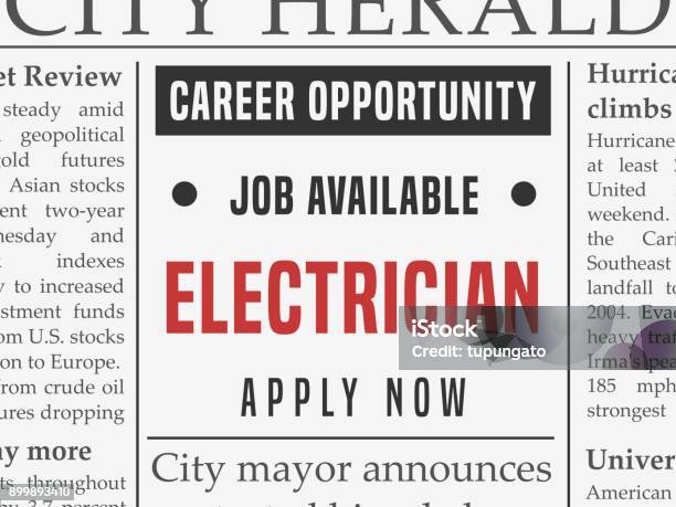 Electrician Career Stock Illustration - Download Image Now - Help Wanted Sign, Recruitment, Electrician