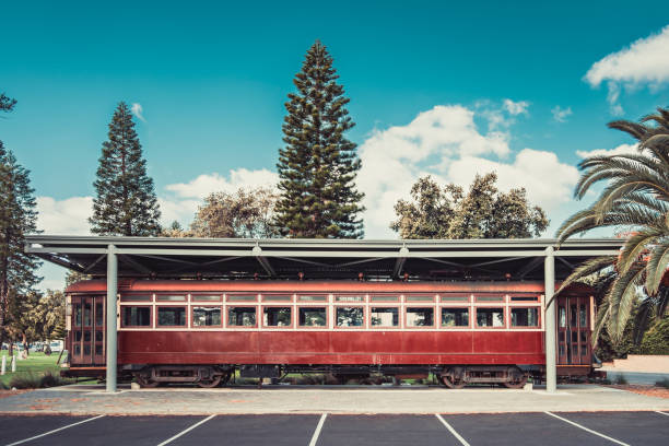 Old red rattler tram in Glenelg