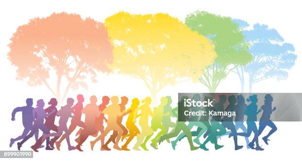 Running People Stock Illustration - Download Image Now - Marathon, Running, Illustration