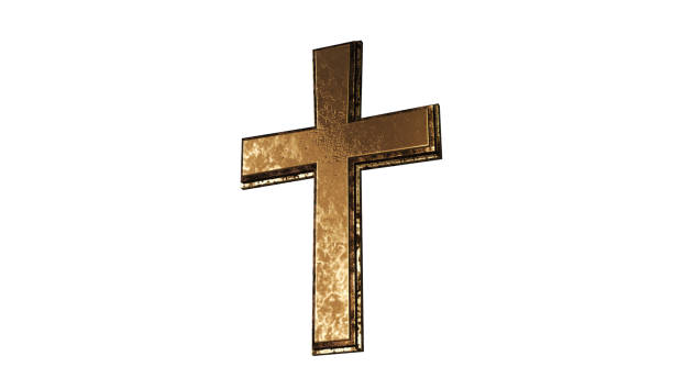 istock Golden Christian Cross Isolated on White Background 3D Rendering 899906010