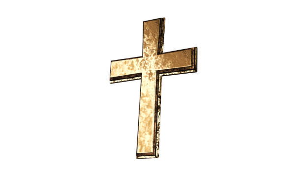 istock Golden Christian Cross Isolated on White Background 3D Rendering 899906120