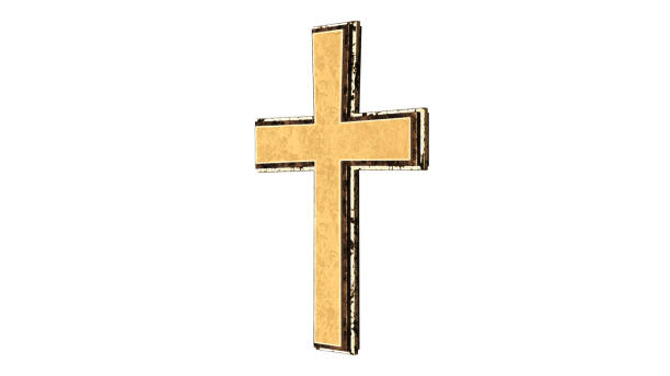 istock Golden Christian Cross Isolated on White Background 3D Rendering 899906676