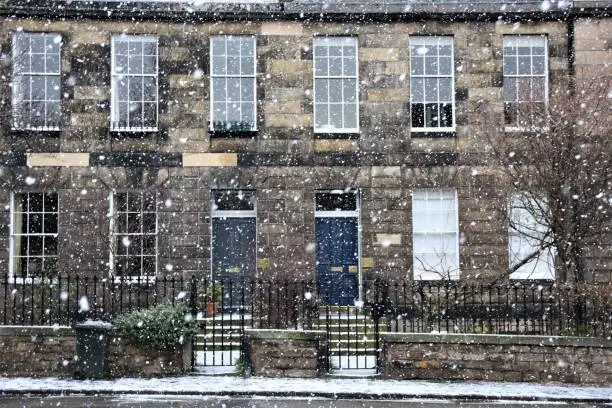 Photo of Snow falling in Edinburgh's New Town