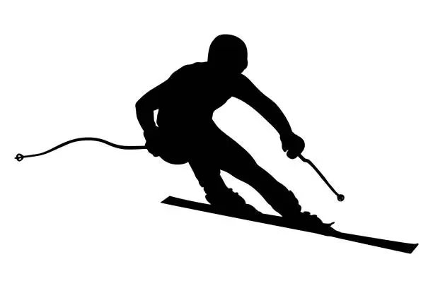 Vector illustration of athlete skier super slalom