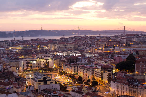 istock Lisbon cityscape panorama at sunset 899914482