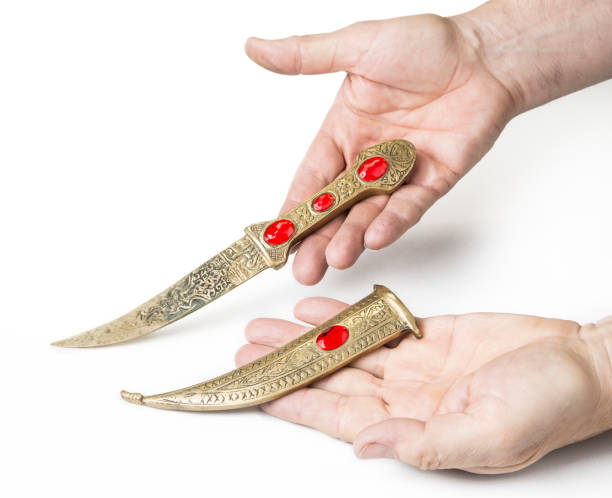 Vintage knife from ottoman empire in the white background