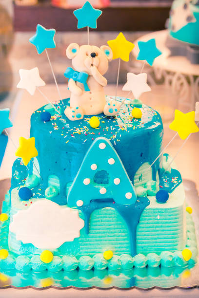 istock Birthday cake with teddy bear 899922456
