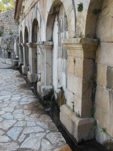 istock Ancient communal wash troughs at Piastrio-Exohori 899922818