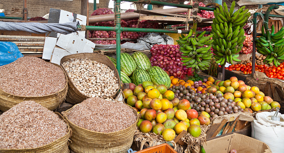 Market detail with fruit and vegetables in the old town of Mombasa, Kenya