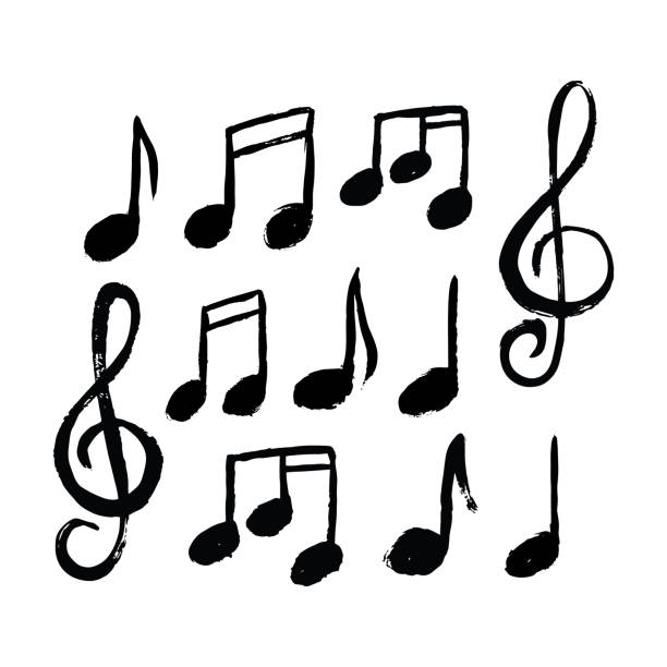 набор значков нот нот - sheet music illustrations stock illustrations