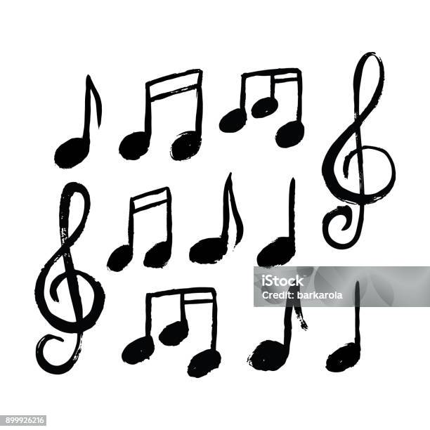 Music Notes Icon Set Stock Illustration - Download Image Now - Musical Note, Drawing - Activity, Music