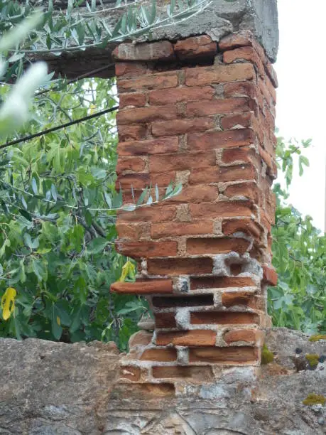 Corrosion / Erosion of an ancient clay brick structure in coastal environment at Kardamili, Greece. Photo's taken on 27 September 2015, by myself, when on holiday in Greece.