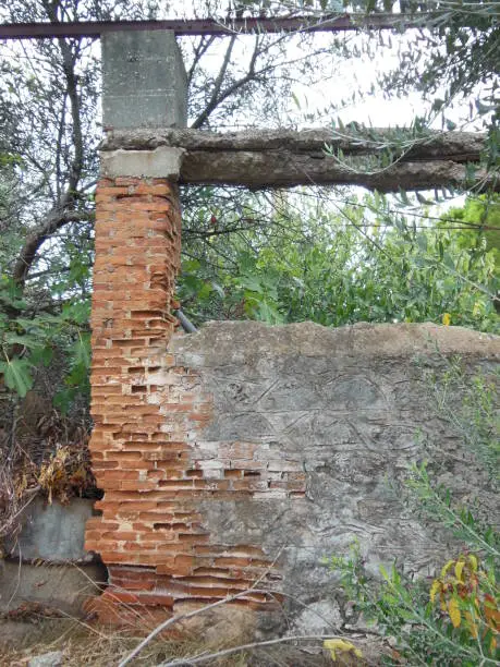 Corrosion / Erosion of an ancient clay brick structure in coastal environment at Kardamili, Greece. Photo's taken on 27 September 2015, by myself, when on holiday in Greece.