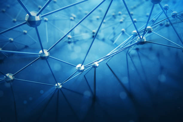 istock 3D illustration Abstract bacgkround connection dots and lines of technology. Connection structure. Science background. Futuristic polygonal background with depth of field effect, bokeh. 899927074
