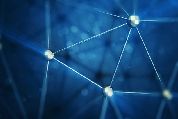 istock 3D illustration Abstract bacgkround connection dots and lines of technology. Connection structure. Science background. Futuristic polygonal background with depth of field effect, bokeh. 899927082