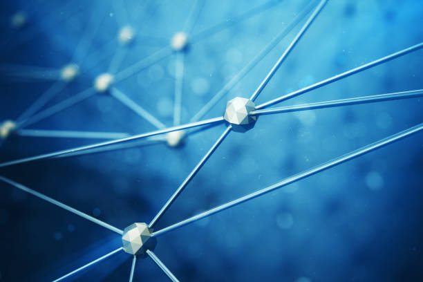 istock 3D illustration Abstract bacgkround connection dots and lines of technology. Connection structure. Science background. Futuristic polygonal background with depth of field effect, bokeh. 899927094