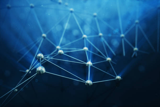 istock 3D illustration Abstract bacgkround connection dots and lines of technology. Connection structure. Science background. Futuristic polygonal background with depth of field effect, bokeh. 899927112