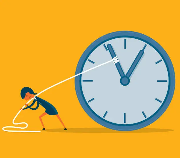 Vector illustration of Stop time - Businesswoman