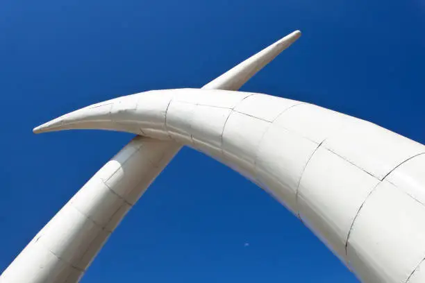 The famous giant elephant tusks on Moi Avenue in Mombasa, Kenya